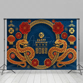 Aperturee - Aperturee Blue Gold Red Zodiac Snake Chinese Year Backdrop